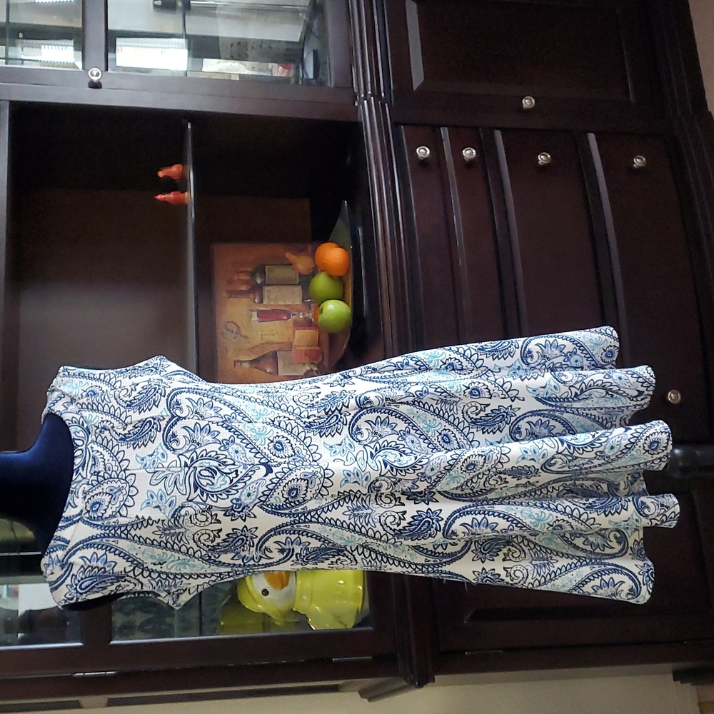 White and blue paisley dress